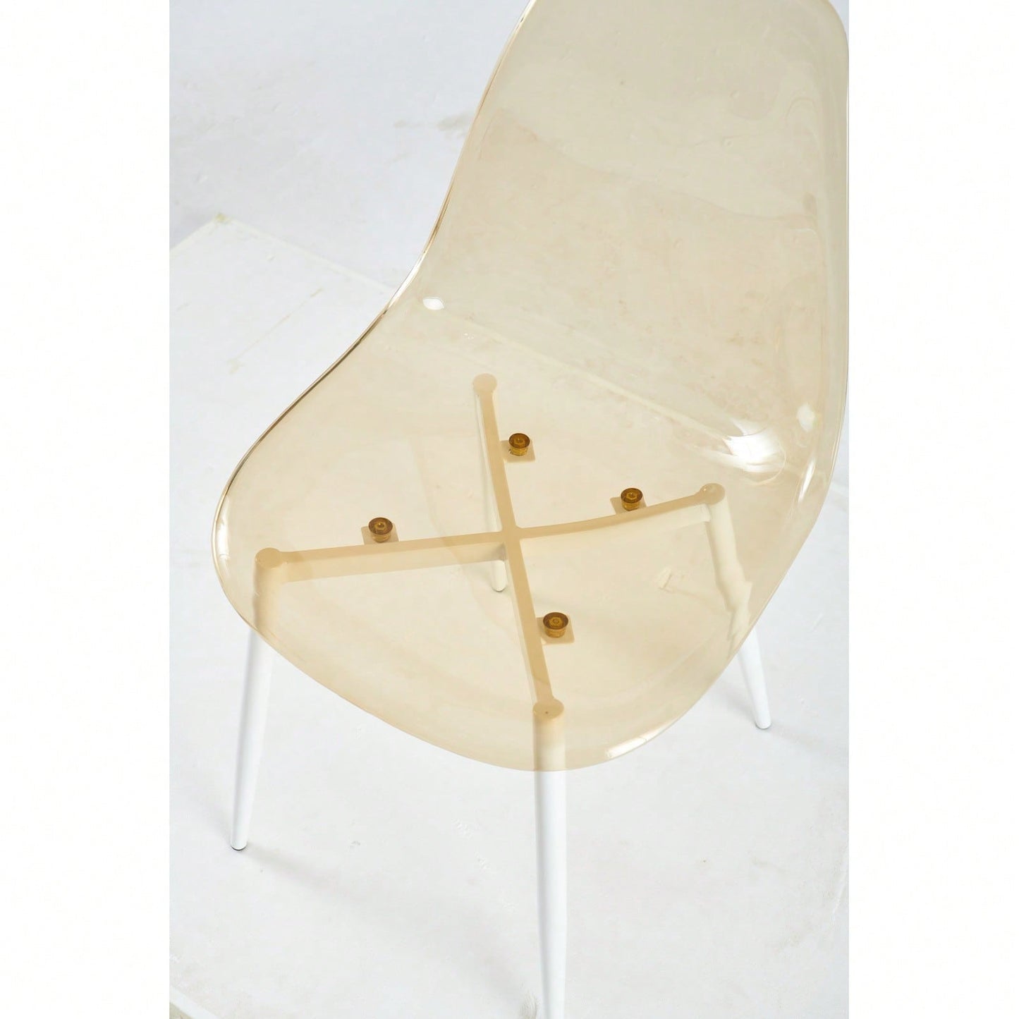 Transparent Yellow Plastic Dining Chairs Set of 4 with Metal Legs Minimalist Design Sturdy Easy Assembly 220 Lbs Capacity