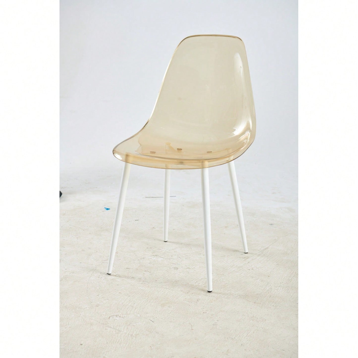 Transparent Yellow Plastic Dining Chairs Set of 4 with Metal Legs Minimalist Design Sturdy Easy Assembly 220 Lbs Capacity
