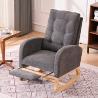 Ergonomic Rocking Chair with Footrest and High Back for Living Room Bedroom Nursery - Cozy Armrests and Storage Pocket