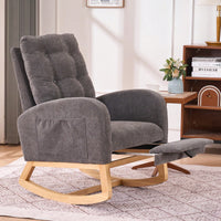 Ergonomic Rocking Chair with Footrest and High Back for Living Room Bedroom Nursery - Cozy Armrests and Storage Pocket