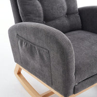 Ergonomic Rocking Chair with Footrest and High Back for Living Room Bedroom Nursery - Cozy Armrests and Storage Pocket