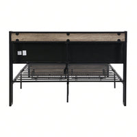 Upholstered Metal Platform Bed Frame with Storage Drawers and Headboard No Box Spring Needed Easy Assembly