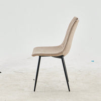 Elegant Set of 4 Modern Dining Chairs with Comfortable Upholstered Seats and Durable Metal Frames for Home Use Beige and Black Design
