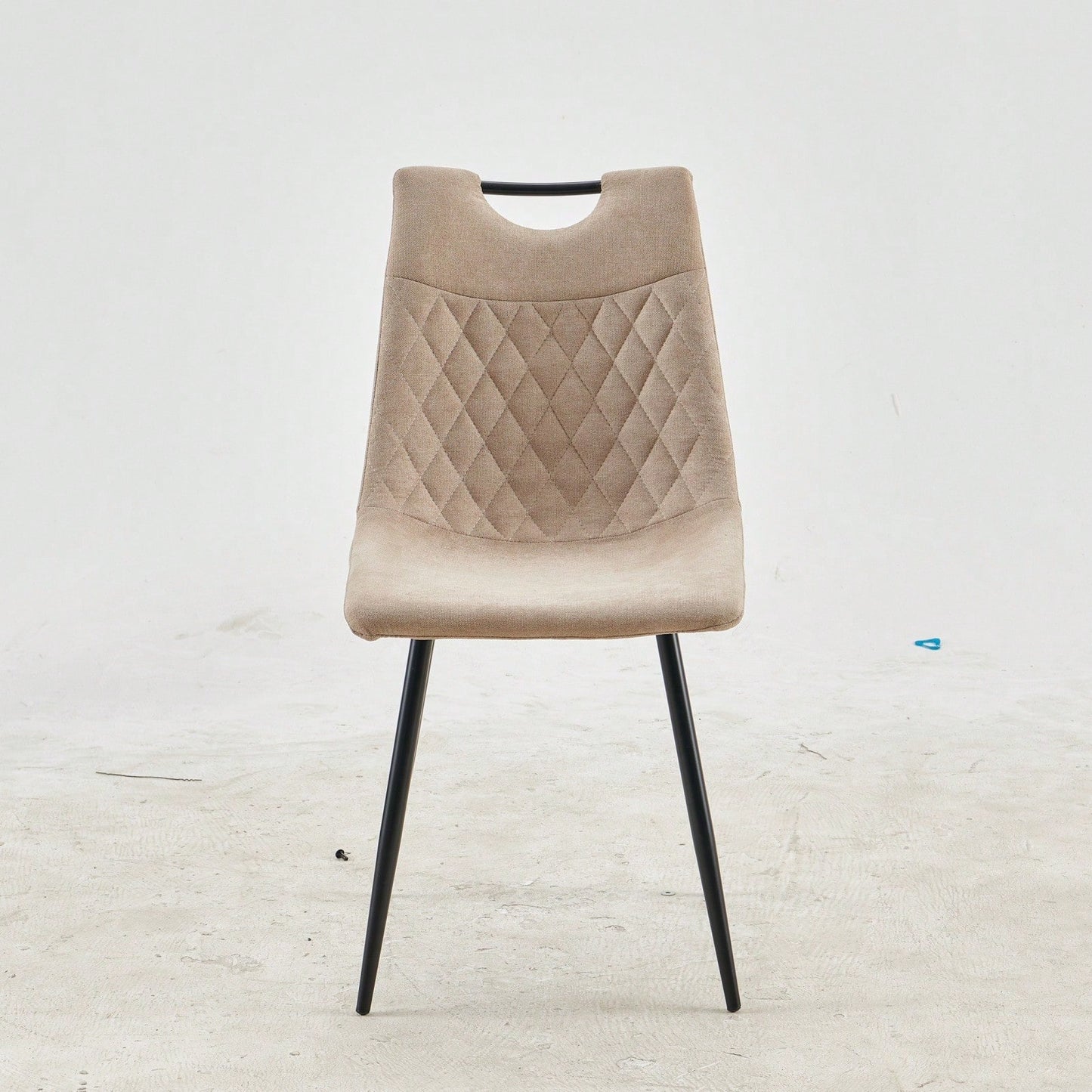 Elegant Set of 4 Modern Dining Chairs with Comfortable Upholstered Seats and Durable Metal Frames for Home Use Beige and Black Design