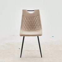 Elegant Set of 4 Modern Dining Chairs with Comfortable Upholstered Seats and Durable Metal Frames for Home Use Beige and Black Design