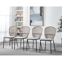 Set of 4 Stylish Black and Gray Accent Dining Chairs with Comfortable Backrest and Sturdy Metal Frame for Home and Kitchen