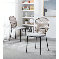 Set of 4 Stylish Black and Gray Accent Dining Chairs with Comfortable Backrest and Sturdy Metal Frame for Home and Kitchen