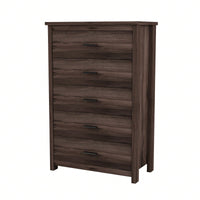 Rustic Farmhouse Dresser With 5 Drawers, Wood Storage Cabinet For Bedroom, Spacious Bedroom Furniture With Easy Assembly