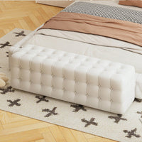 Luxurious Velvet Ottoman Footstool - Rectangular Upholstered Foot Rest For Bedroom, Living Room | Elegant Home Décor - No Assembly Required