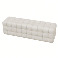 Luxurious Velvet Ottoman Footstool - Rectangular Upholstered Foot Rest For Bedroom, Living Room | Elegant Home Décor - No Assembly Required
