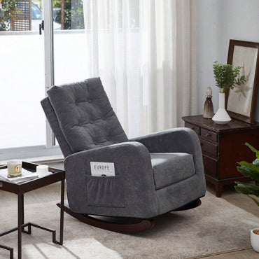 Modern High Back Accent Chair with Solid Wood Legs Comfortable Fabric Armchair for Living Room Bedroom Reading Supports 300lbs