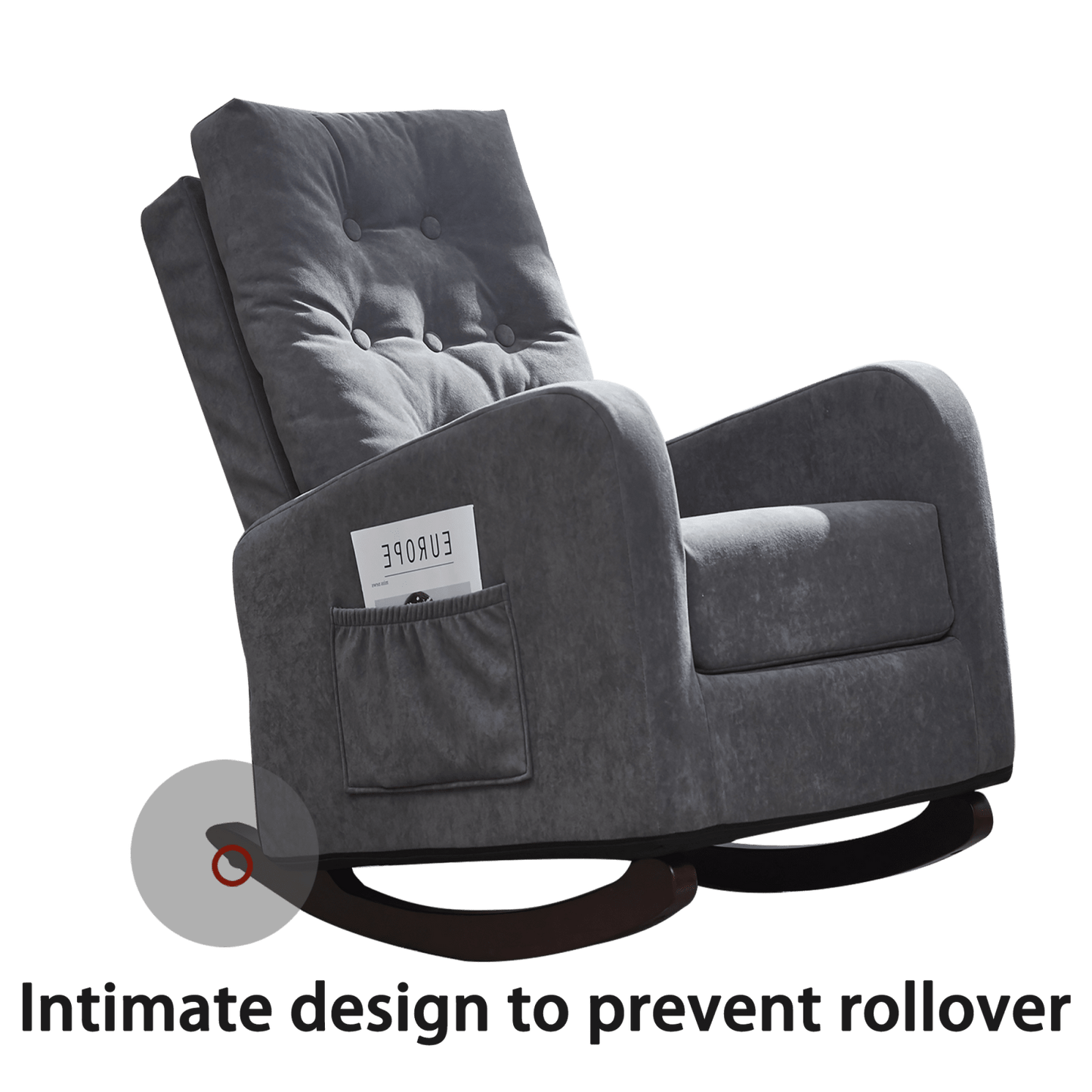 Modern High Back Accent Chair with Solid Wood Legs Comfortable Fabric Armchair for Living Room Bedroom Reading Supports 300lbs