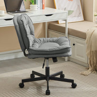 Ergonomic Cross Legged Office Chair with Wheels Adjustable Height Comfortable PU Leather Seat for Home and Office