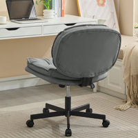 Ergonomic Cross Legged Office Chair with Wheels Adjustable Height Comfortable PU Leather Seat for Home and Office