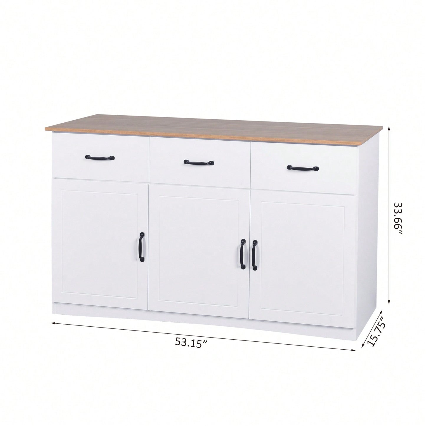 Modern Farmhouse Sideboard Buffet Cabinet with Storage - 3 Doors 3 Drawers Coffee Bar Console Table for Dining Room Living Room White