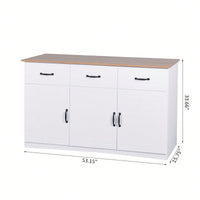 Modern Farmhouse Sideboard Buffet Cabinet with Storage - 3 Doors 3 Drawers Coffee Bar Console Table for Dining Room Living Room White