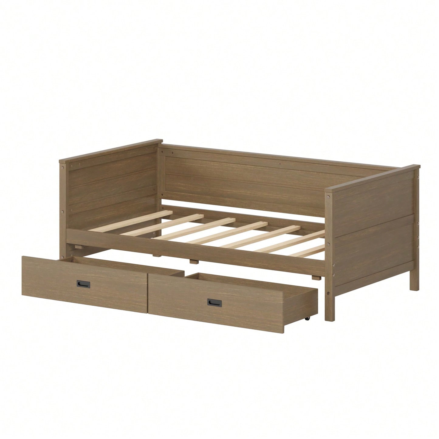 Solid Wood Twin Daybed with Under Bed Storage Drawers - Versatile Platform Bed for Kids Teens and Guests