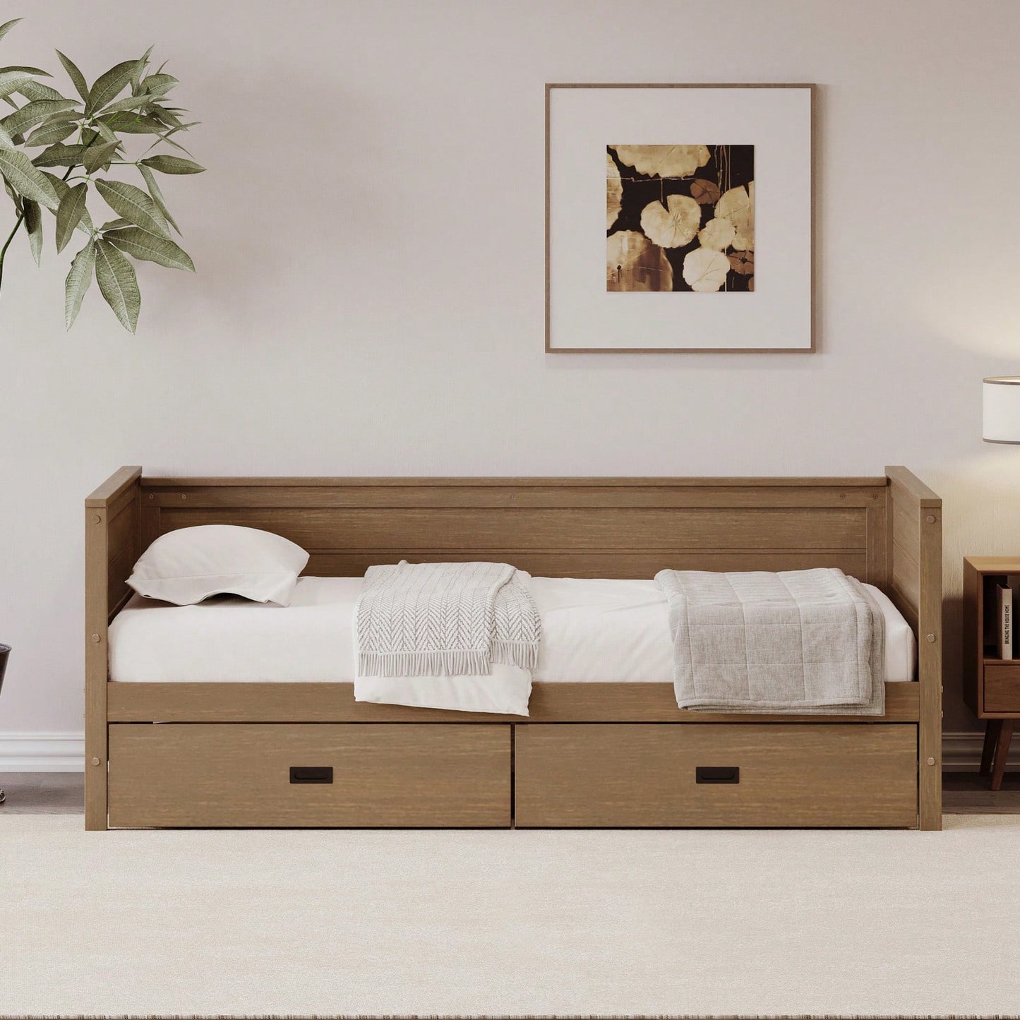 Solid Wood Twin Daybed with Under Bed Storage Drawers - Versatile Platform Bed for Kids Teens and Guests