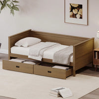 Solid Wood Twin Daybed with Under Bed Storage Drawers - Versatile Platform Bed for Kids Teens and Guests