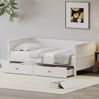 Solid Wood Twin Daybed with Under Bed Storage Drawers - Versatile Platform Bed for Kids Teens and Guests