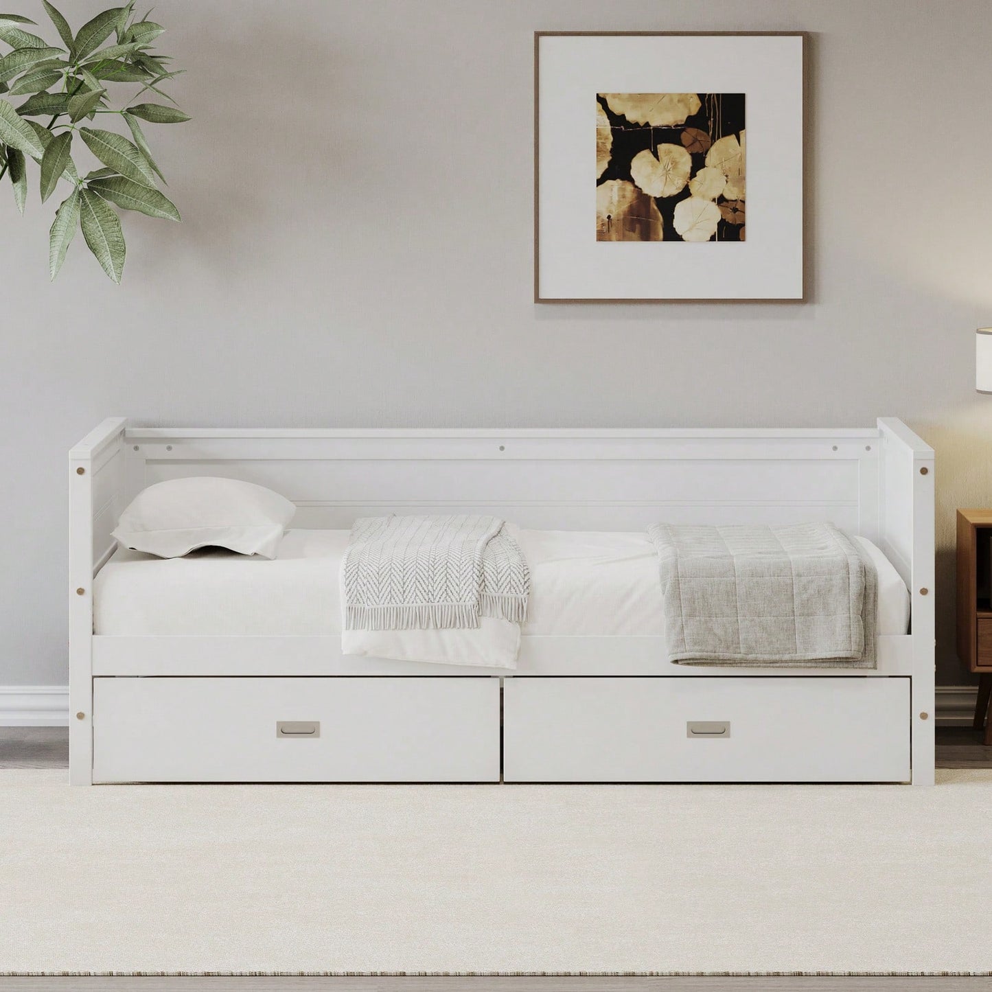 Solid Wood Twin Daybed with Under Bed Storage Drawers - Versatile Platform Bed for Kids Teens and Guests