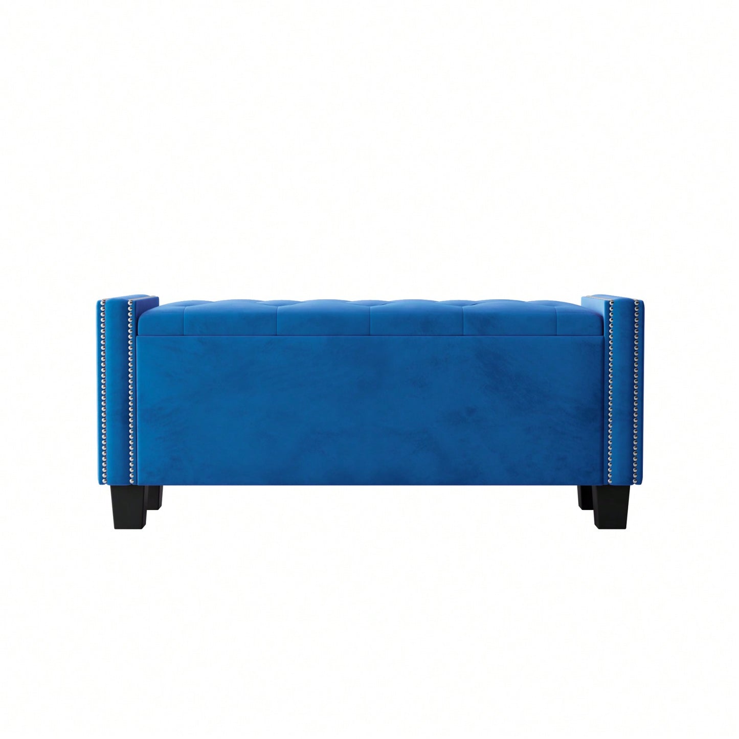 Velvet Storage Ottoman Bench For Bedroom, End Of Bed Storage Chest With Tufted Lid & Rivet Detail, Upholstered Footrest Stool