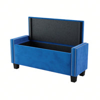 Velvet Storage Ottoman Bench For Bedroom, End Of Bed Storage Chest With Tufted Lid & Rivet Detail, Upholstered Footrest Stool