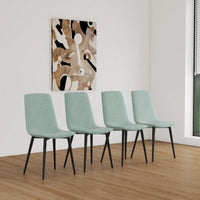 Set of 4 Upholstered Linen Dining Chairs with Comfortable Cushions and Sturdy Metal Legs for Modern Living Room and Kitchen