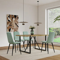 Set of 4 Upholstered Linen Dining Chairs with Comfortable Cushions and Sturdy Metal Legs for Modern Living Room and Kitchen