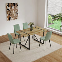 Set of 4 Upholstered Linen Dining Chairs with Comfortable Cushions and Sturdy Metal Legs for Modern Living Room and Kitchen