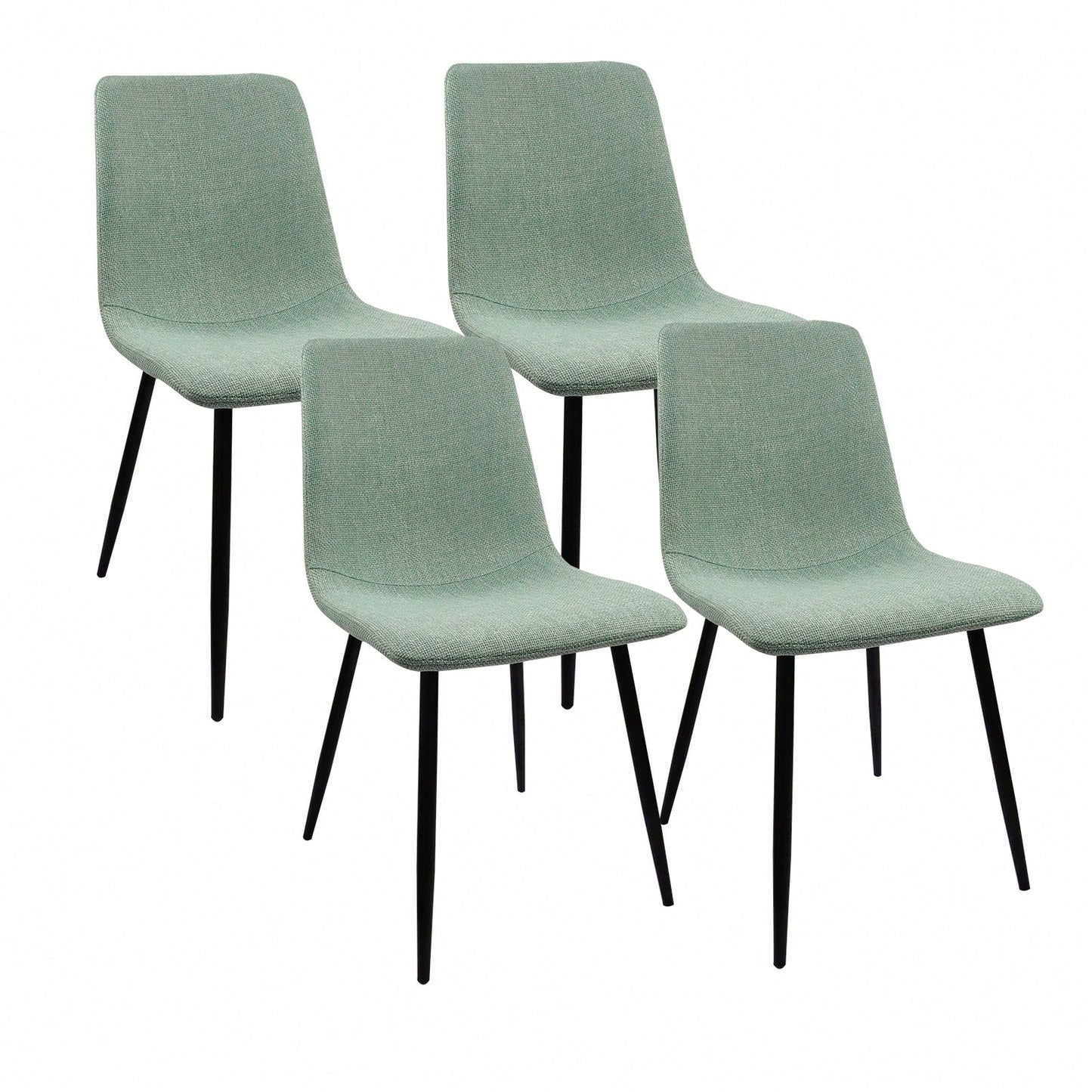 Set of 4 Upholstered Linen Dining Chairs with Comfortable Cushions and Sturdy Metal Legs for Modern Living Room and Kitchen
