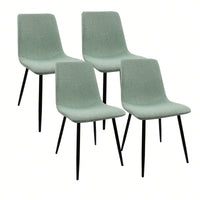 Set of 4 Upholstered Linen Dining Chairs with Comfortable Cushions and Sturdy Metal Legs for Modern Living Room and Kitchen