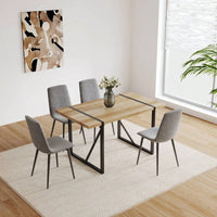 Set of 4 Upholstered Linen Dining Chairs with Comfortable Cushions and Sturdy Metal Legs for Modern Living Room and Kitchen