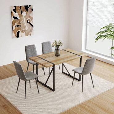 Set of 4 Upholstered Linen Dining Chairs with Comfortable Cushions and Sturdy Metal Legs for Modern Living Room and Kitchen