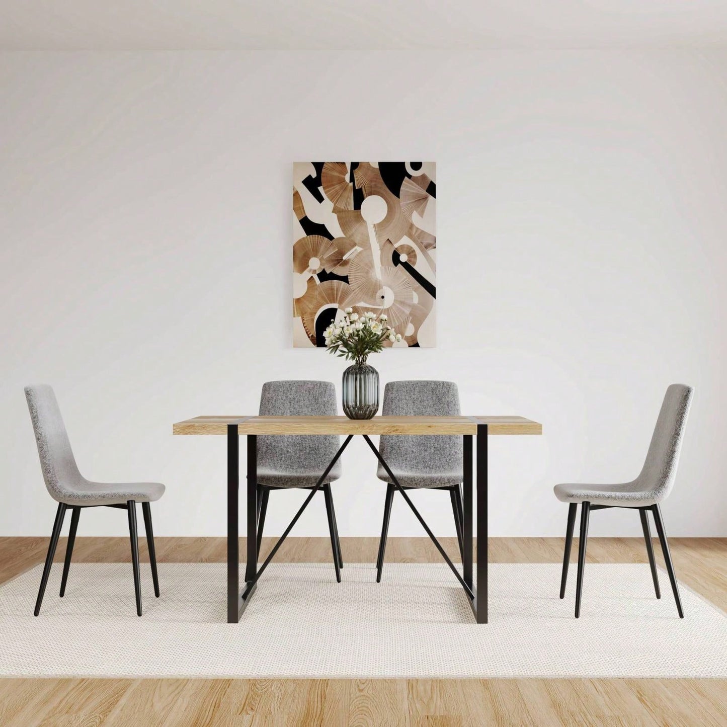 Set of 4 Upholstered Linen Dining Chairs with Comfortable Cushions and Sturdy Metal Legs for Modern Living Room and Kitchen