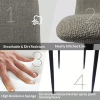 Set of 4 Upholstered Linen Dining Chairs with Comfortable Cushions and Sturdy Metal Legs for Modern Living Room and Kitchen