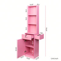 Pink Modern Makeup Vanity Desk with Storage Multi-Layer Dressing Table for Bedroom and Bathroom with Drawers and Hair Dryer Holes