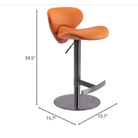 Hydraulic Adjustable Leather Bar Stool with Backrest and Footrest for Kitchen Island and Dining Room