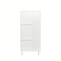 2-Door Wardrobe Closet With Storage Shelves And Hanging Rod, White Finish, Perfect For Bedroom Organization