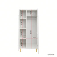 2-Door Wardrobe Closet With Storage Shelves And Hanging Rod, White Finish, Perfect For Bedroom Organization