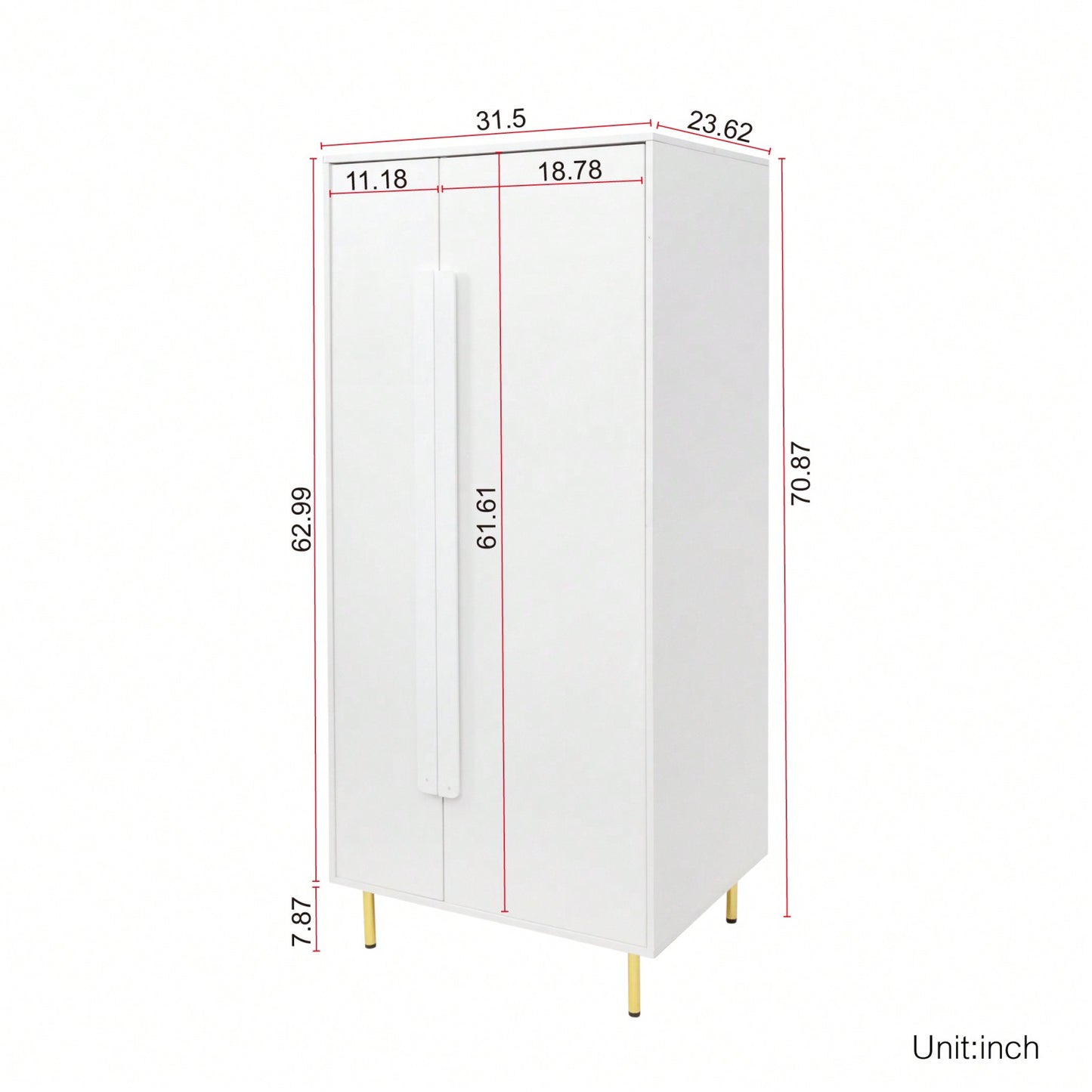 2-Door Wardrobe Closet With Storage Shelves And Hanging Rod, White Finish, Perfect For Bedroom Organization