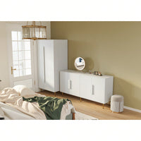 2-Door Wardrobe Closet With Storage Shelves And Hanging Rod, White Finish, Perfect For Bedroom Organization