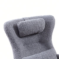 Ergonomic High Back Rocking Chair with Headrest Cushion Upholstered Cashmere Fabric Solid Wood Legs Modern Nursery Accent Chair