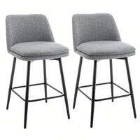 360° Swivel Counter Height Bar Stools Set of 2 with Back Faux Leather Upholstery and Metal Legs 25.6 Inch Seat Height for Kitchen Island Pub