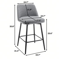 360° Swivel Counter Height Bar Stools Set of 2 with Back Faux Leather Upholstery and Metal Legs 25.6 Inch Seat Height for Kitchen Island Pub