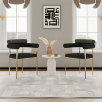 Modern Dining Chairs Set Of 2, Boucle Accent Chairs With Metal Legs, Comfortable Upholstered Dining Room Chairs For Kitchen, Living Room