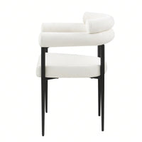Modern Dining Chairs Set Of 2, Boucle Accent Chairs With Metal Legs, Comfortable Upholstered Dining Room Chairs For Kitchen, Living Room