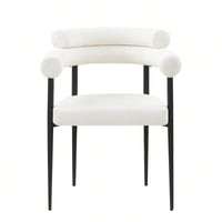 Modern Dining Chairs Set Of 2, Boucle Accent Chairs With Metal Legs, Comfortable Upholstered Dining Room Chairs For Kitchen, Living Room