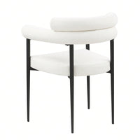 Modern Dining Chairs Set Of 2, Boucle Accent Chairs With Metal Legs, Comfortable Upholstered Dining Room Chairs For Kitchen, Living Room