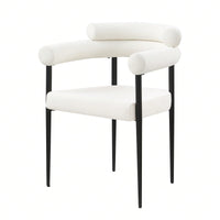 Modern Dining Chairs Set Of 2, Boucle Accent Chairs With Metal Legs, Comfortable Upholstered Dining Room Chairs For Kitchen, Living Room